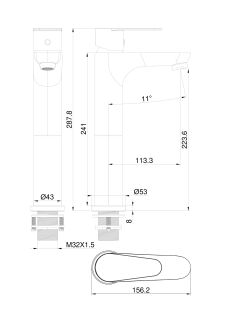 Смеситель для раковины Wonzon & Woghand Alfa WW-A40232-MB чёрный матовый